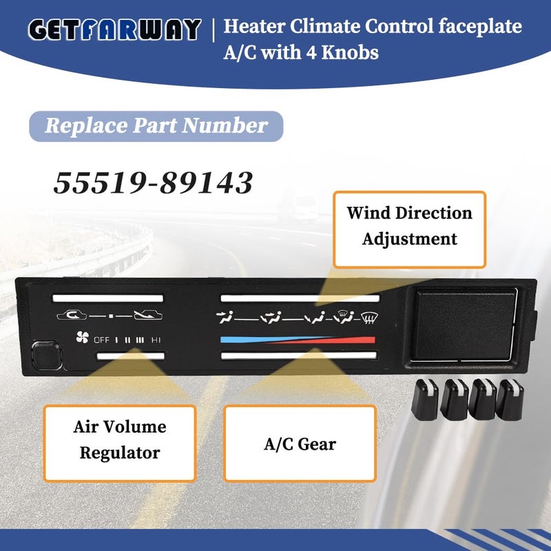 Getfarway لوحة تحكم تكييف الهواء مع 4 أزرار 55519-89143 متوافقة مع تويوتا 4رانر│بيك أب 1984 1985 1986 1987 1988 1989 - Image 3